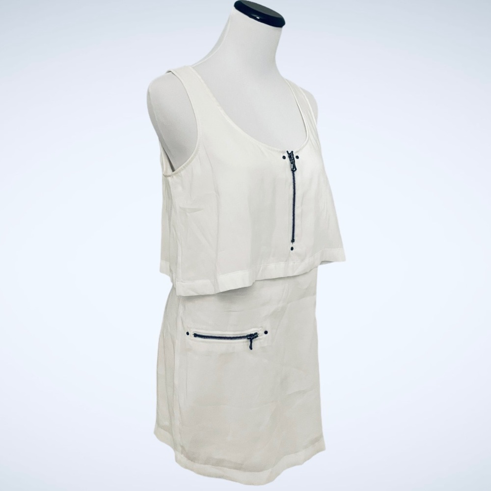 KENNETH COLE WHITE TIERED ZIPPER MINI TANK DRESS XS